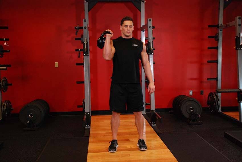 One-Arm Kettlebell Split Jerk — starting position