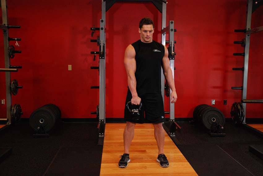 One-Arm Kettlebell Split Snatch — starting position