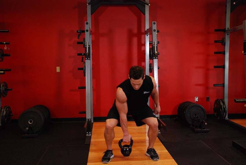 One-Arm Open Palm Kettlebell Clean — starting position
