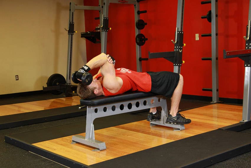 One Arm Supinated Dumbbell Triceps Extension — starting position