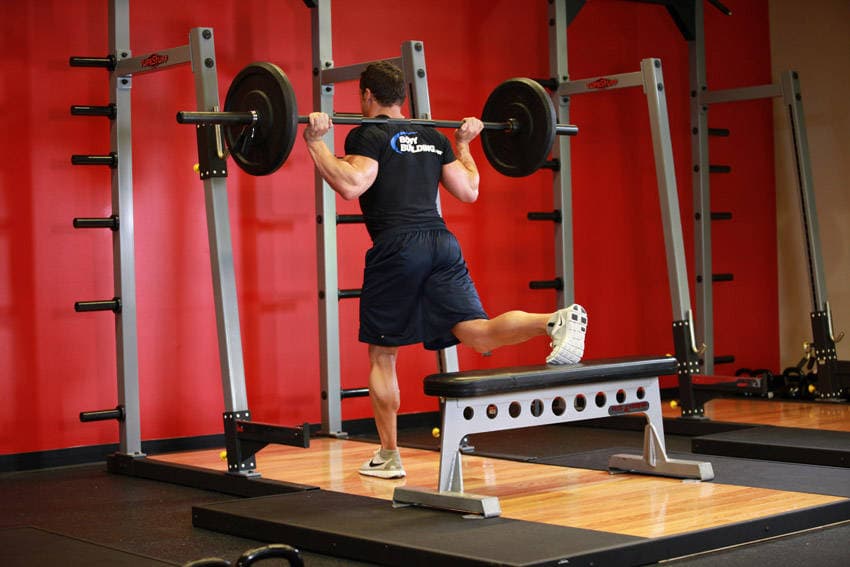 One Leg Barbell Squat — starting position