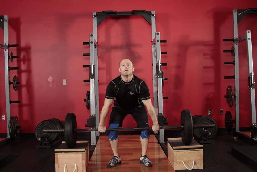 Power Clean from Blocks — starting position