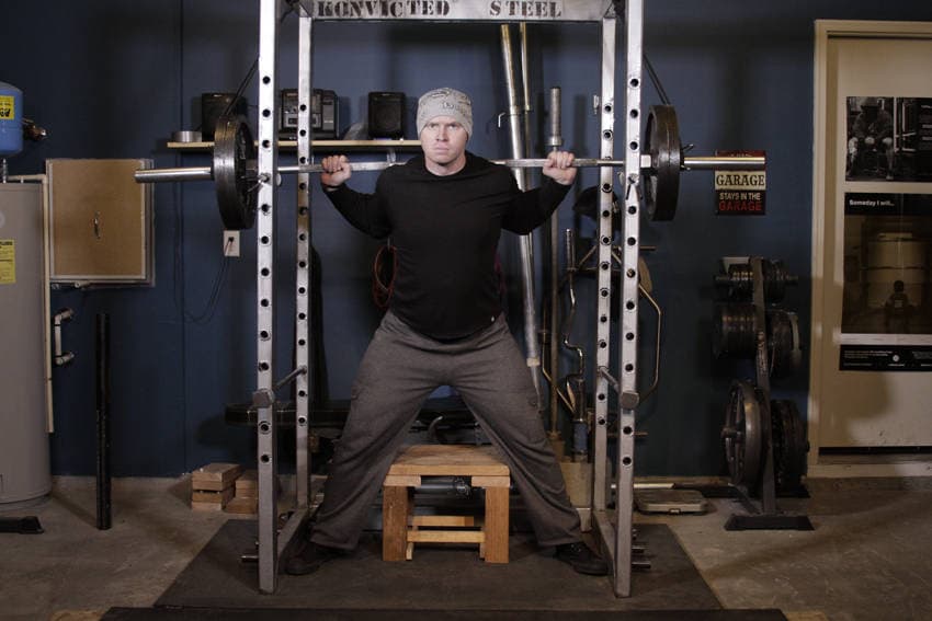 Reverse Band Box Squat — starting position