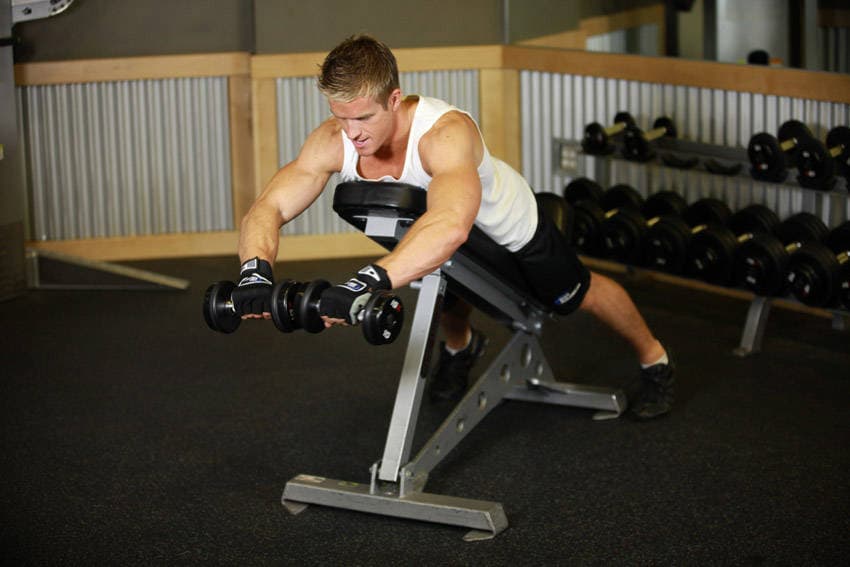 Reverse Flyes With External Rotation — starting position