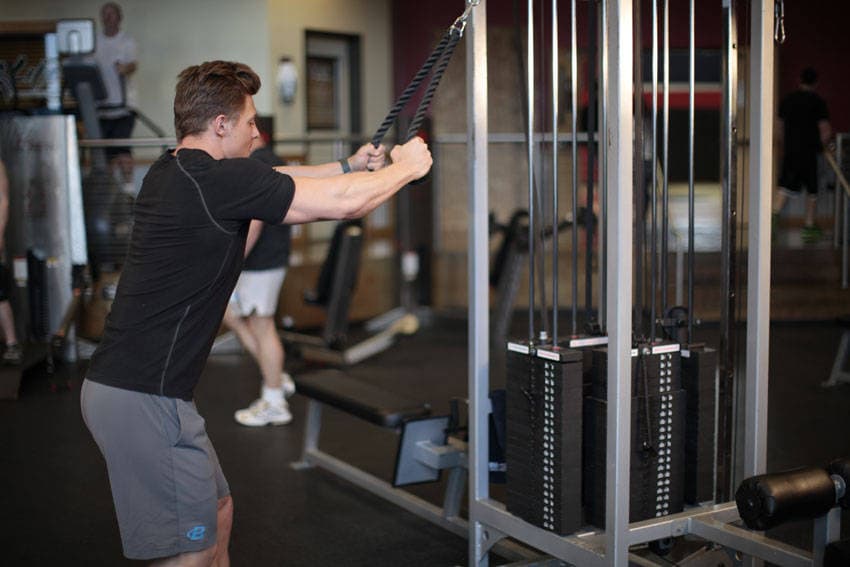 Rope Straight-Arm Pulldown — starting position