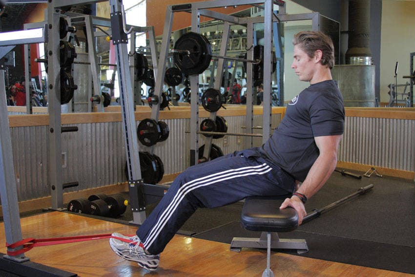 Seated Band Hamstring Curl — starting position