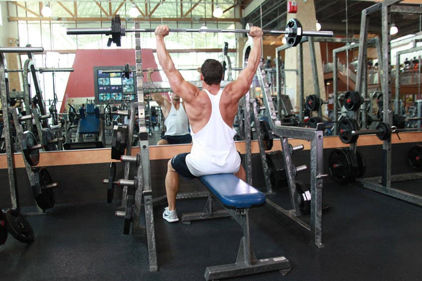Seated Barbell Military Press — end position