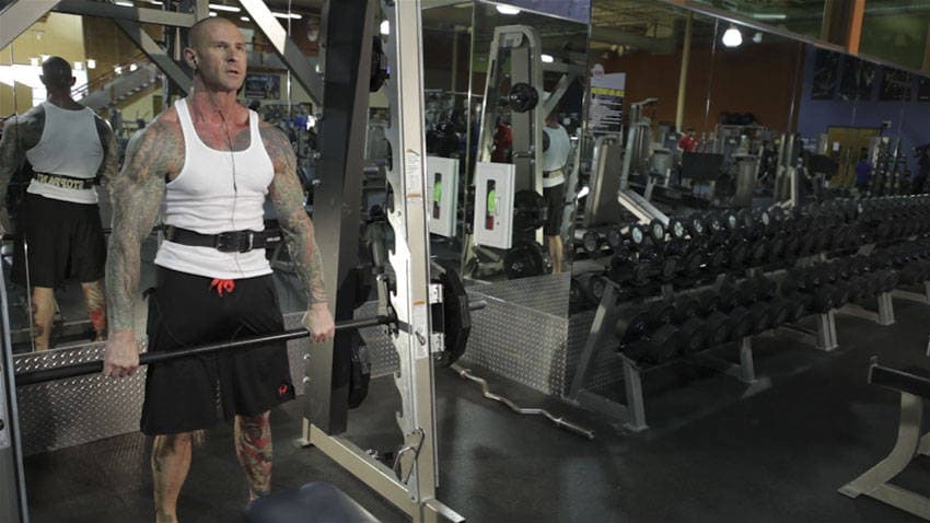 Smith Machine Hang Power Clean — starting position