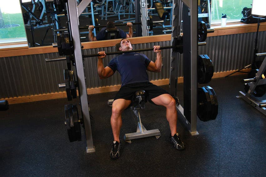 Smith Machine Incline Bench Press — starting position