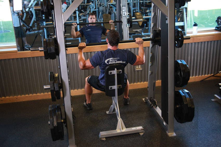 Smith Machine Overhead Shoulder Press — starting position