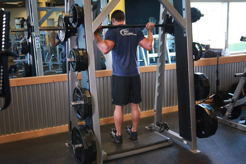 Smith Machine Reverse Calf Raises — starting position