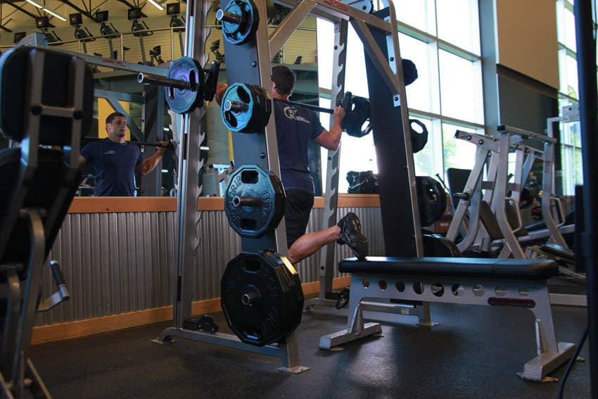 Smith Single-Leg Split Squat — starting position