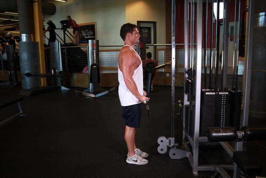 Standing Biceps Cable Curl — starting position