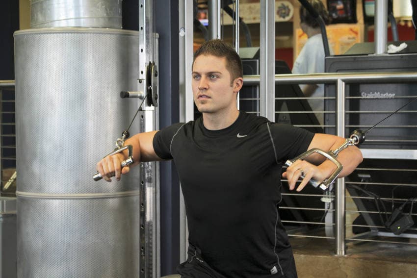 Standing Cable Chest Press — starting position