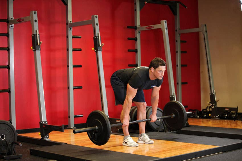 Stiff-Legged Barbell Deadlift — starting position
