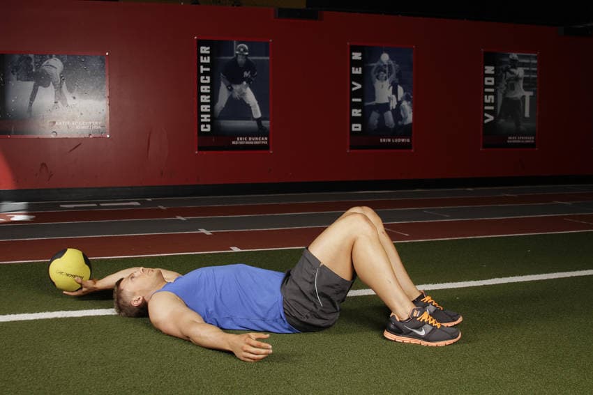 Supine One-Arm Overhead Throw — starting position