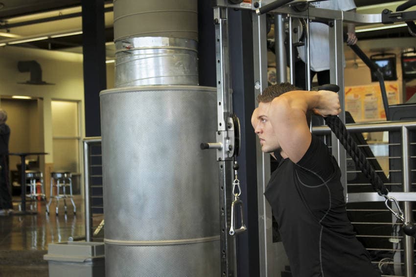 Triceps Overhead Extension with Rope — starting position