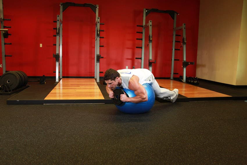 Weighted Ball Hyperextension — starting position