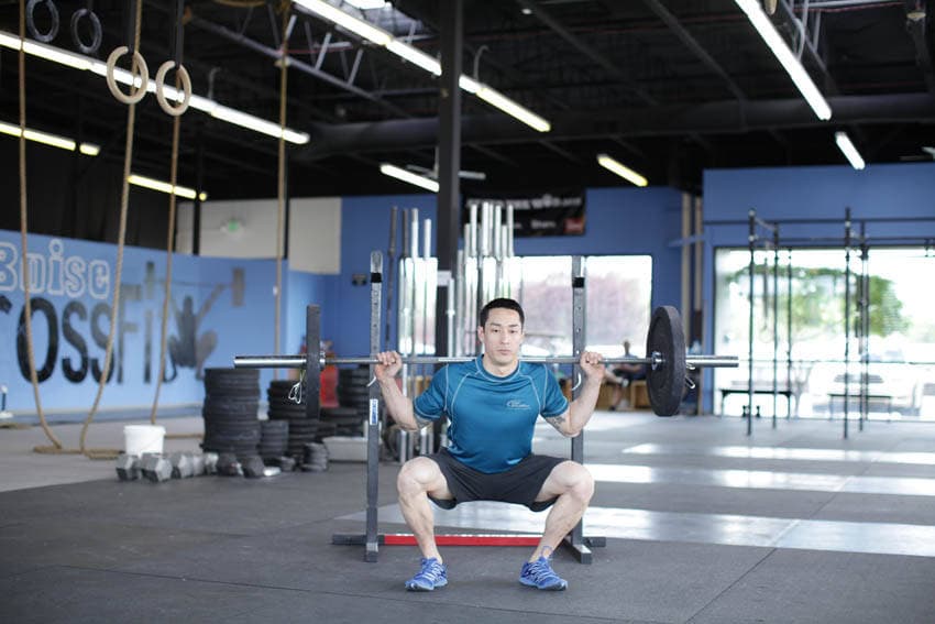 Weighted Jump Squat — end position