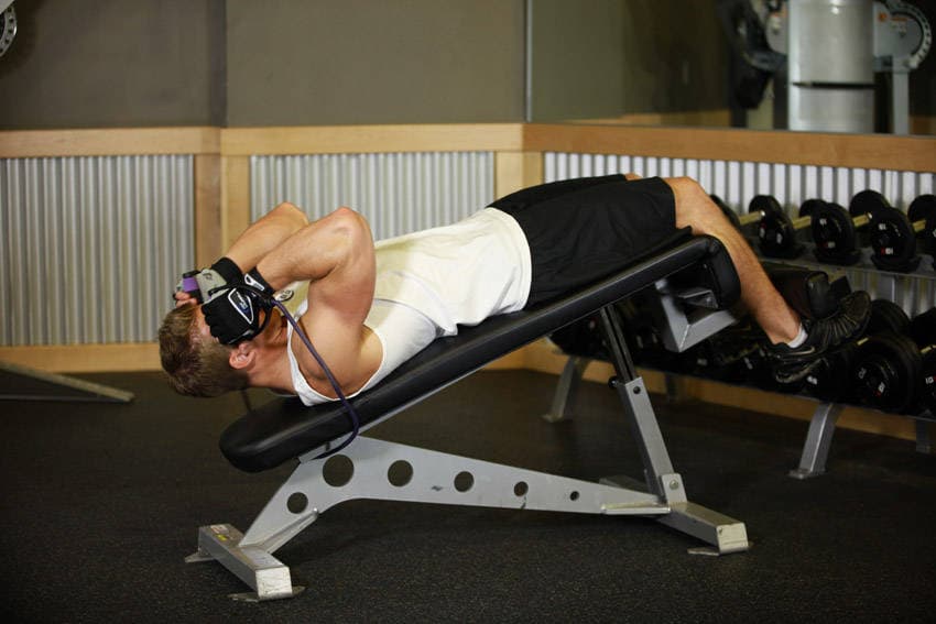 Weighted Sit-Ups - With Bands — starting position