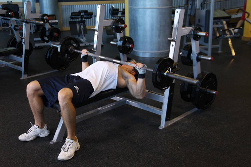 Wide-Grip Barbell Bench Press — end position