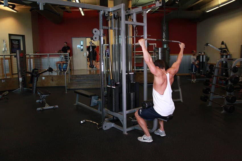 Wide-Grip Pulldown Behind The Neck — end position